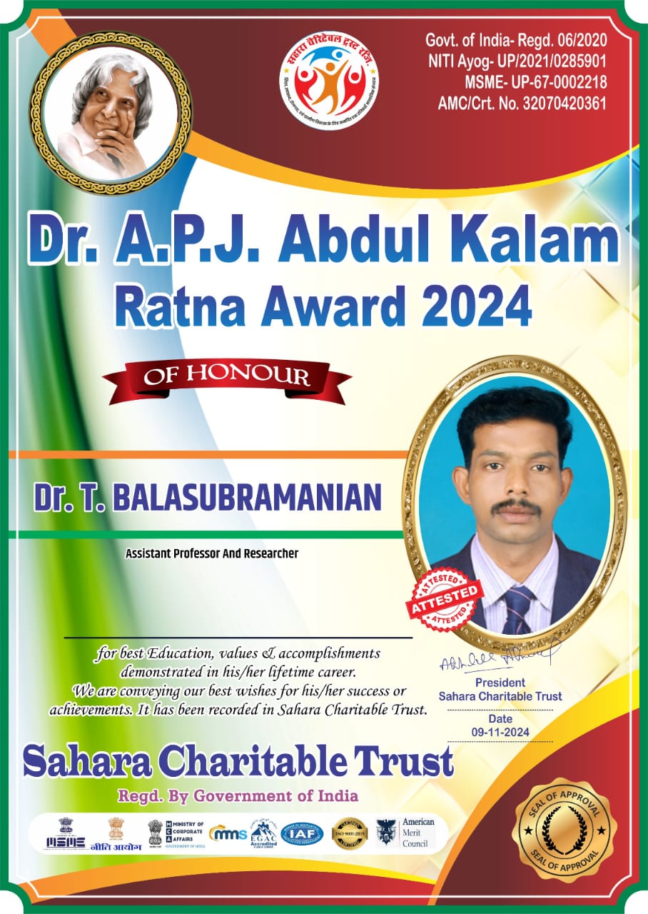 Certificate — Dr. A.P.J. Abdul Kalam Ratna Award