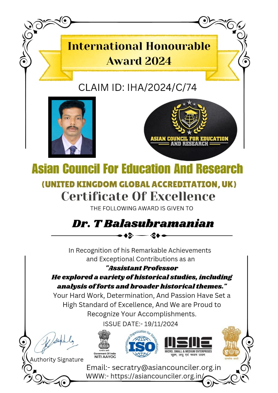 Certificate — International Honourable Award